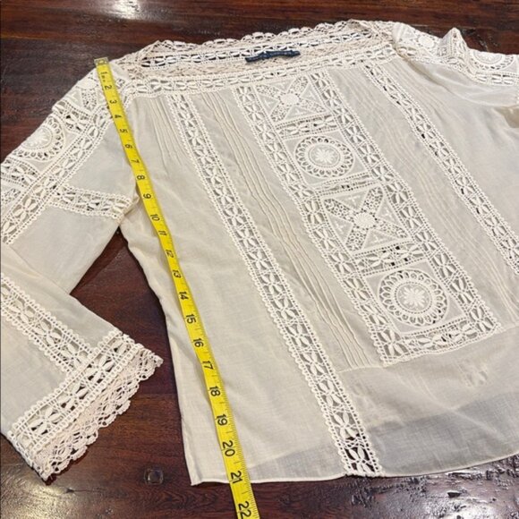 Vintage Ralph Lauren Ivory Bateau Neck Lace Top size 10 - Picture 13 of 13